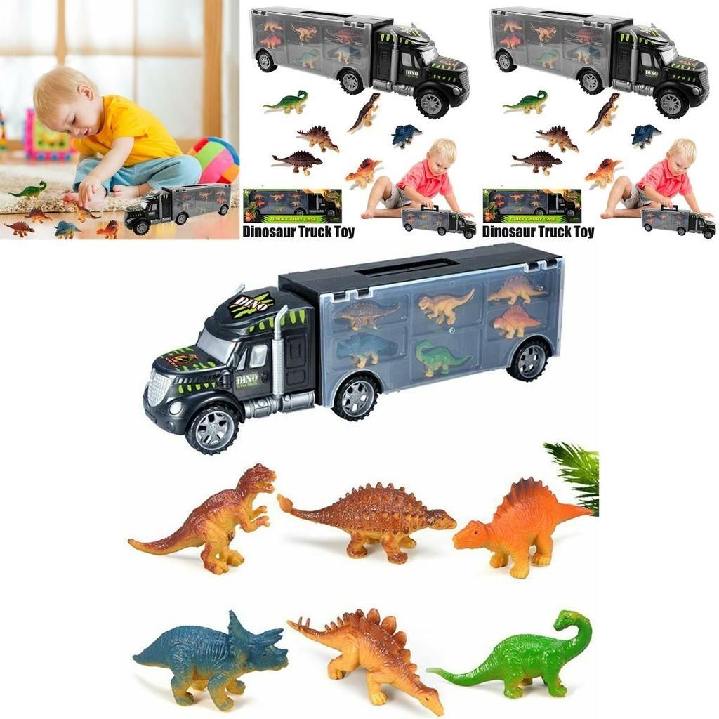 Exciting Dinosaur Truck Carry Case Transporter Dino Figures Playset For Kids Xmas Gift