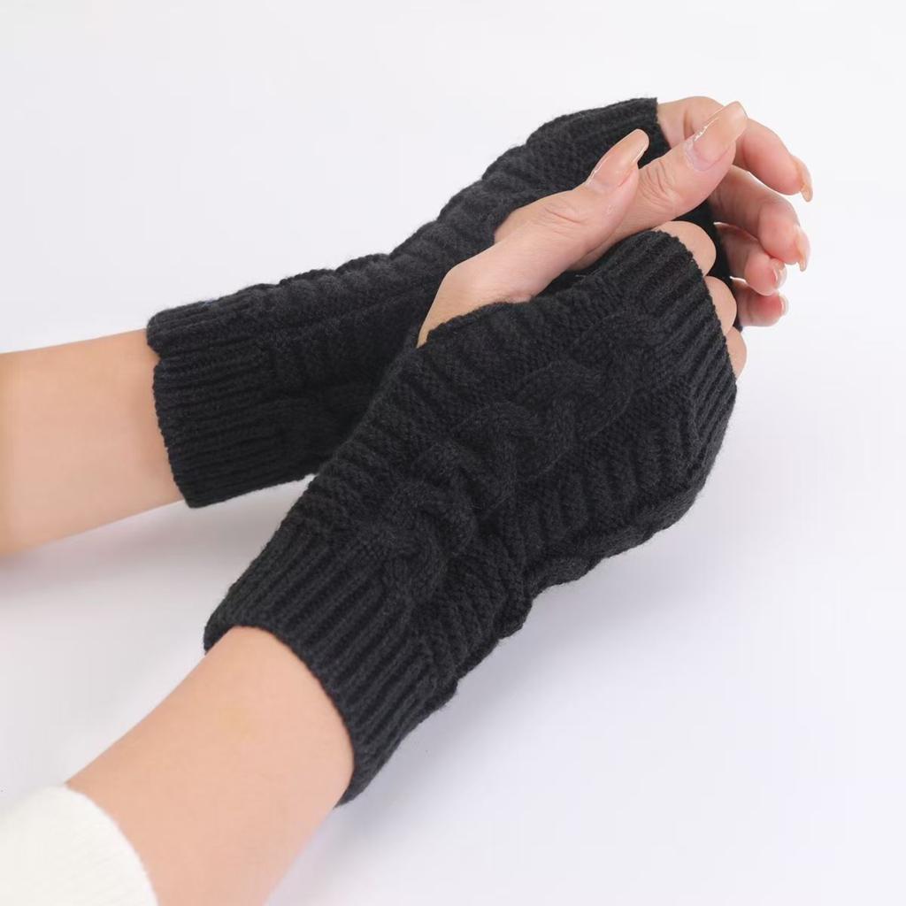 Fashion Knitted Gloves Arm Fingerless Winter Gloves Unisex Soft Warm Mitten