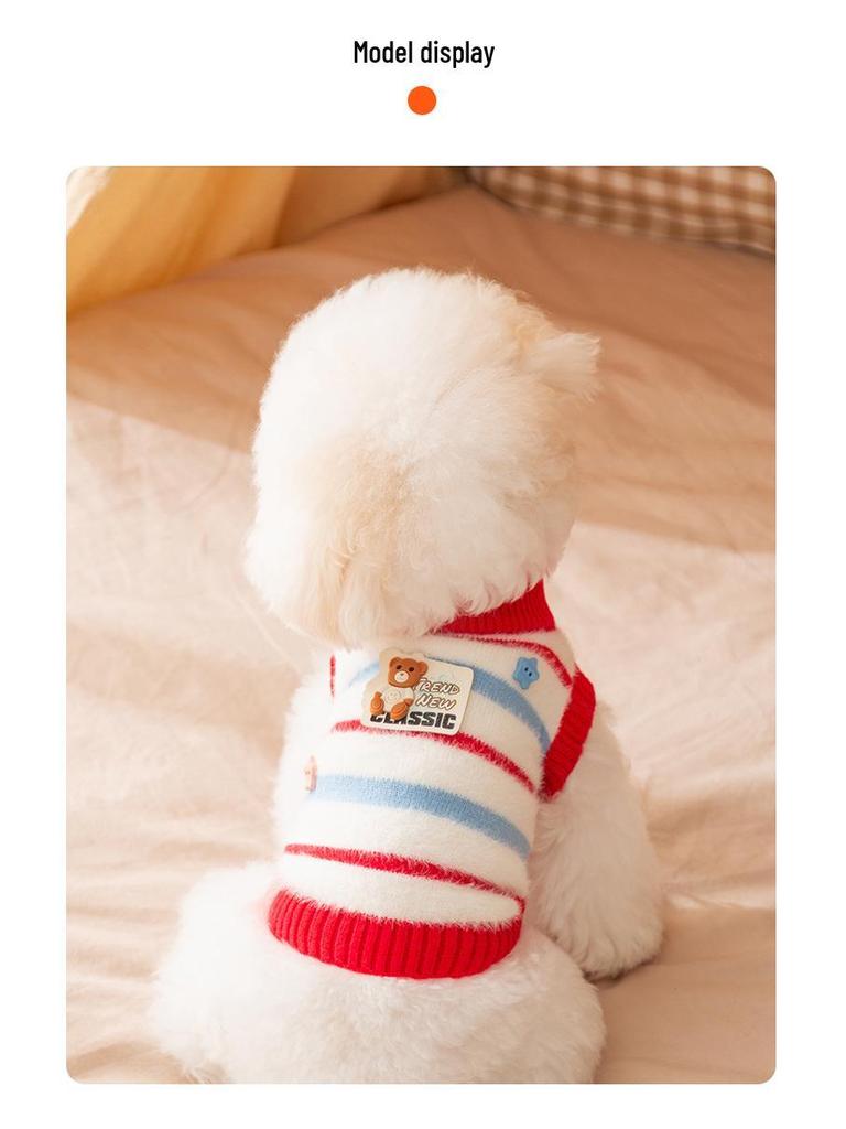 Cozy Striped Faux Mink Sweater for Small/Medium Dogs & Cats - Autumn/Winter Pet Apparel