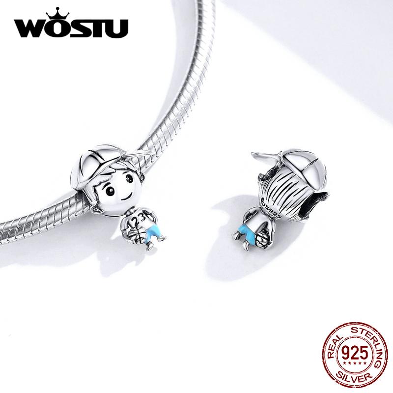 WOSTU Dangle Charm Fit Original DIY Bracelet Pendant 100% 925 Silver Boys Girls Beads For Women Fashion Jewelry Gift