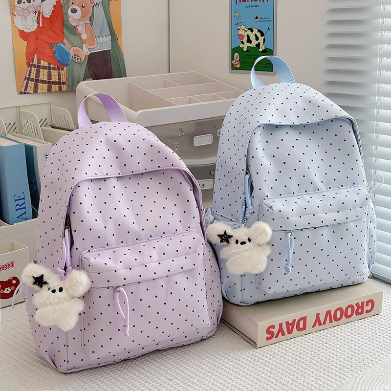 Schoolbag School Bag Junior High School Girls Girl Heart Atmosphere Polka Dots Large Capacity Versatile High Value Female Student Backpack High School