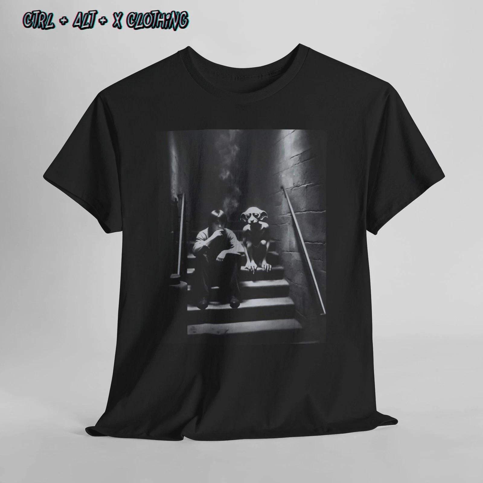 Harry Potter and Dobby Smoking T-Shirt, Wizard Gift, Magical Tee, Fantasy Fan 2XL