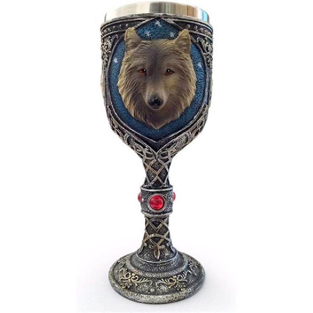 Tvoip Horrible Resin Stainless Steel Skull Goblet Retro Claw Wine Glass Gothic Cocktail Glasses Wolf Whiskey Cup Party Bar Drinkware (Skull1)