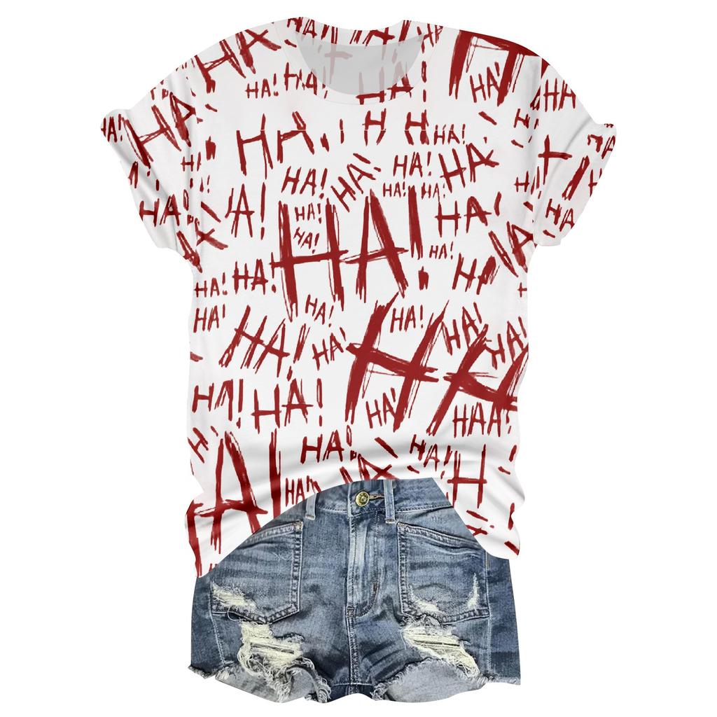 Dámské ležérní tričko s kulatým výstřihem a krátkým rukávem s halloweenským potiskem