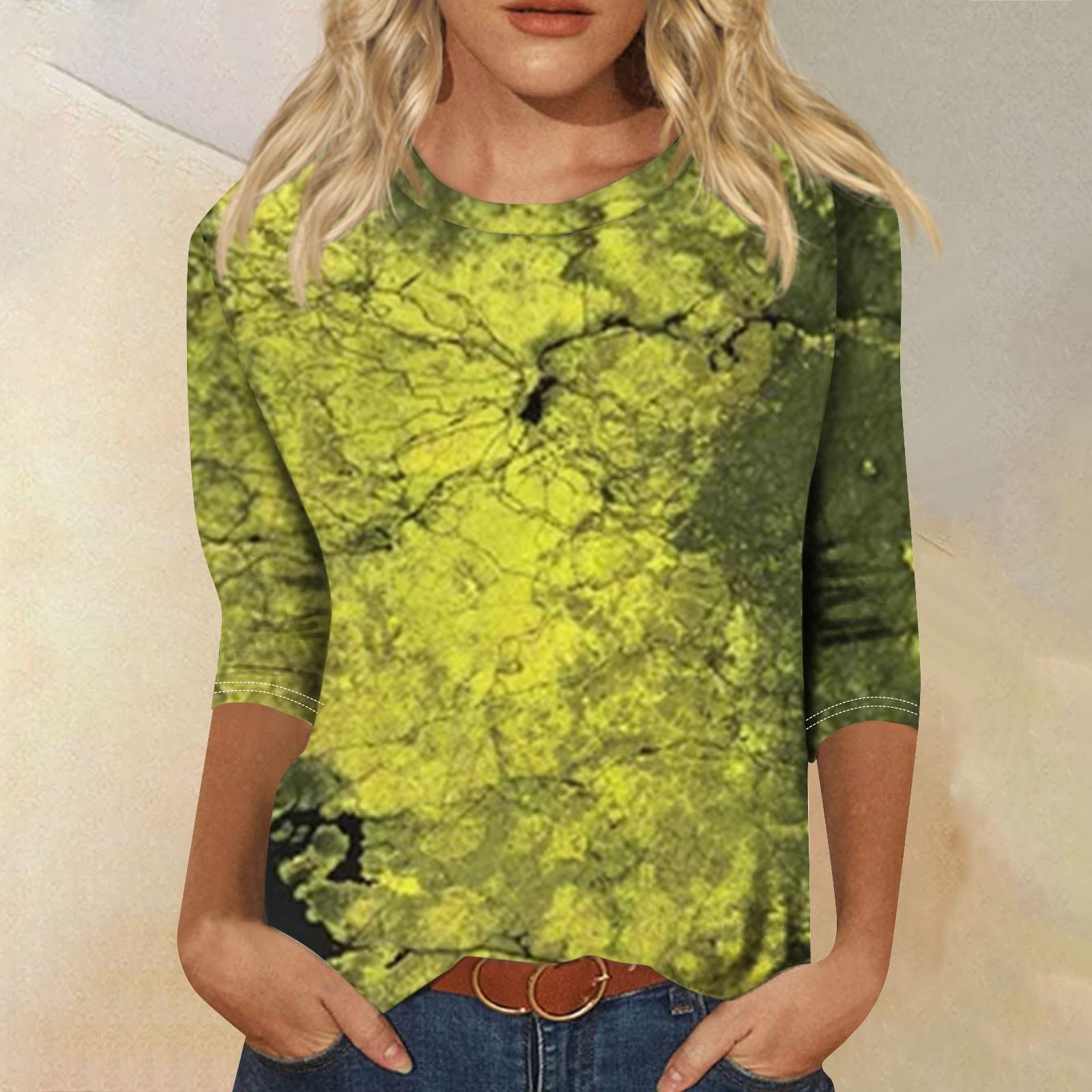 

Женская модная повседневная свободная футболка с круглым вырезом и рукавами 3/4 с принтом, женский топ L