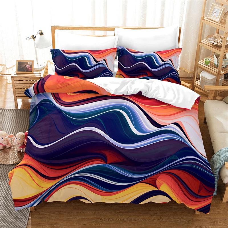 Psychedelic Swirl Duvet Cover Colorful Abstract Geometric Bedding Set Microfiber Bohemia Floral Quilt Cover King For Girls Teens