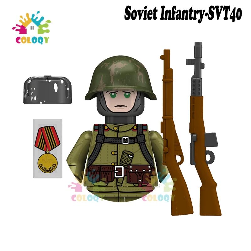 Kids Toys WW2 Military Army Sets Building Blocks Soviet US China Soldiers Mini Action Figures Medal Toys For Kids Birthday Gifts