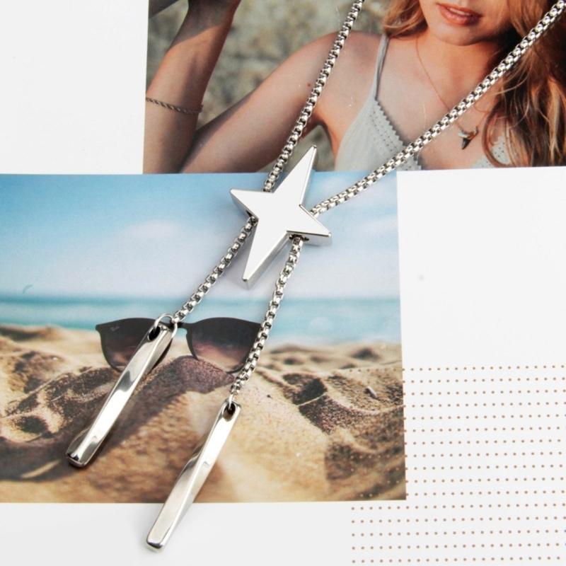 Blingbling Star Bolo Tie Pendant Necklace Clavicle Chain Gifts for Girls Present Lariat Bolo Tie Clavicle Chain