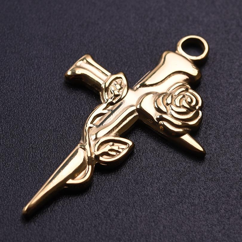 Real Gold Plated Stainless Steel Plant Charms For Jewelry Making Supplies Rose Plum Blossom Leaves 5pcs/Lot Pendant DIY Pendant