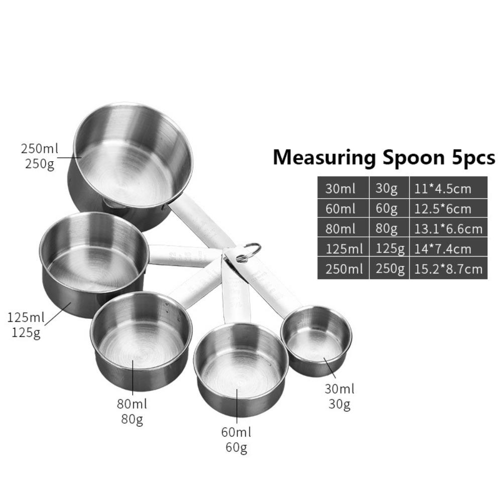 With Scale Measuring Spoon Set Stainless Steel Kitchen Measuring Cup  Seasoning Measuring
