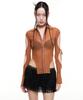 BADEE Mesh Cut-Out Shirt Camel