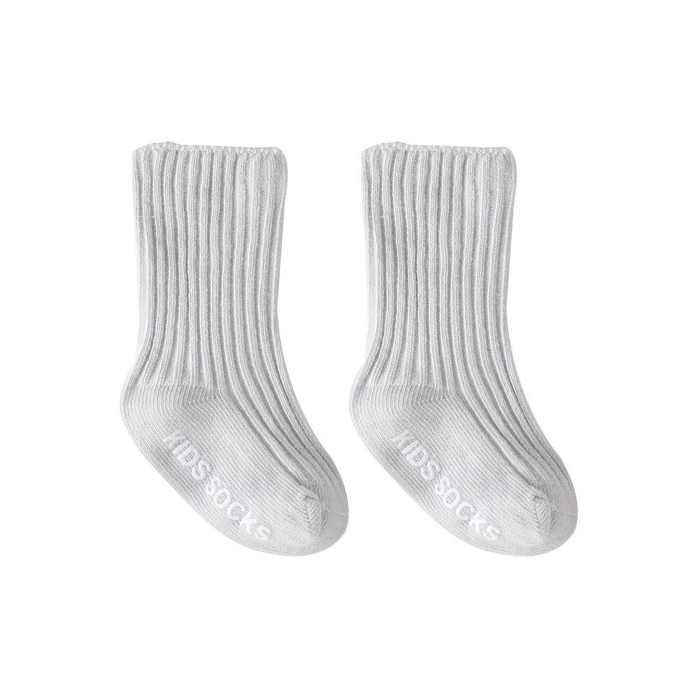 Solid Mid-Calf Striped Non-Slip Baby Socks with Loose Cuff