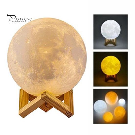 Lampă pentru lună cu bază din lemn Design cu 16 culori RGB Senzor tactil reîncărcabilă 3D Lumină de noapte cu lună Decor dormitor