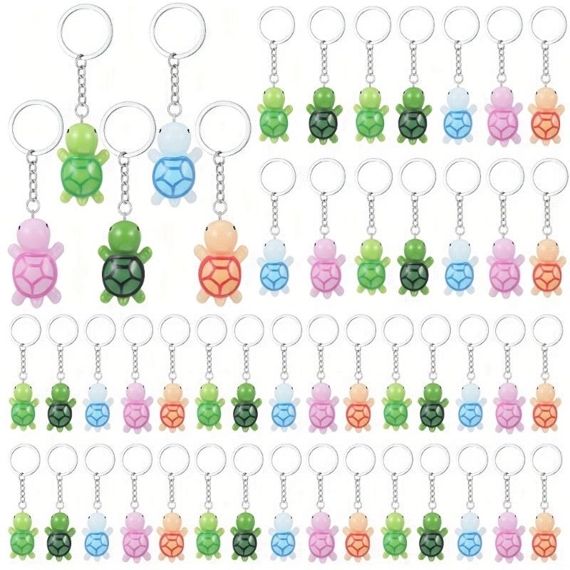 Adorable Cartoon Turtles Keychain Colorful Resin Key Ring Multi Purpose Gift Accessory Random Color Keyring