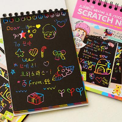 12 Sheet Magic Scraping Drawing Paper Colorful Painting Doodle Notebook  Gift for Kids Random Color