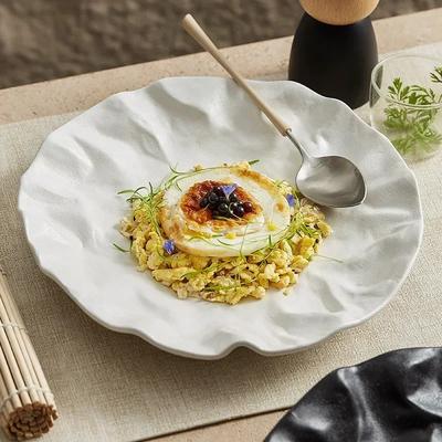 Plissierte flache Keramik-Bratplatte 2024 neu Steakplatte Zuhause hochwertig gutaussehend japanische westliche Küche Abendessen
