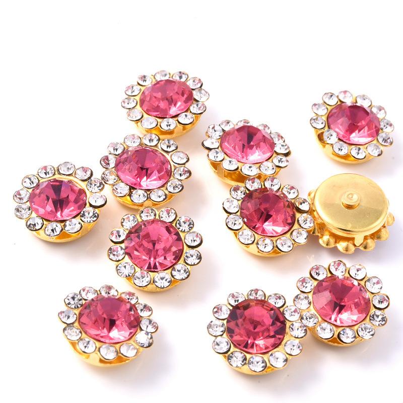 Sun Flower Claw Diamond, Glass Flower-Shaped Rhinestone Buckle Hand Seam Diamond, Round Flower Plate Grab Diamond Diy Jewelry Button Decoration