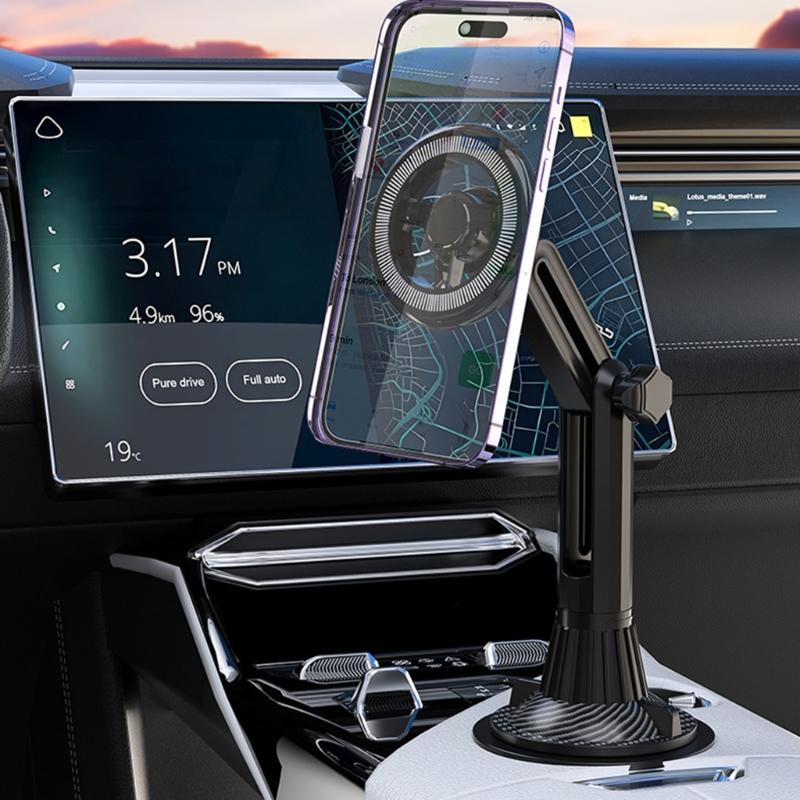 Car Phone Holder Car Cup Holder Mount Cellphone Holder for Phone 17 16 15 14 Magnetic Phone Stand 360 Degree Rotating