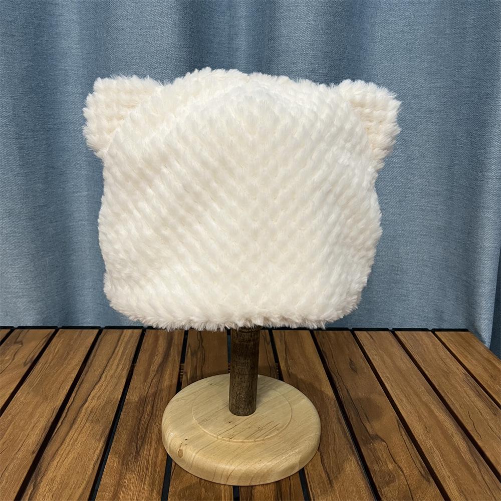 

Autumn and winter cute plush thermal hat children panda ear pullover hat thickened ear protector head hat fluffy hat tide Adult (55-58cm)