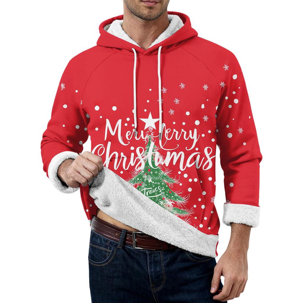Men's Christmas Printed -Lined Hoodie