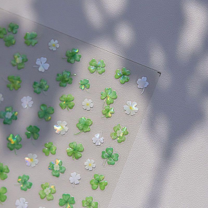 

Shell Light Lucky Four-Leaf Clover Nail Stickers Tomoni Embossed Fresh Green Leaves Nail Stickers Decorations Shell Light Clover 4254