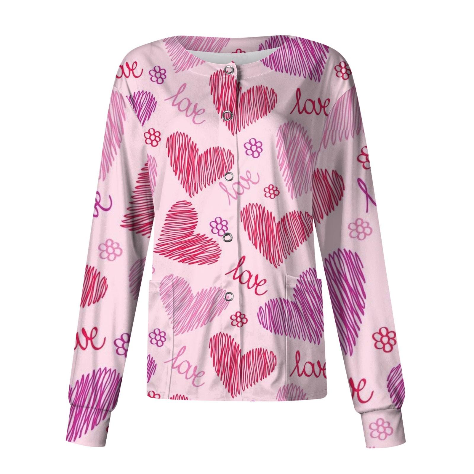 

Женский повседневный однобортный однобортный костюм с длинными рукавами и принтом на День святого Валентина, топ-кардиган XXXXXL фиолетовый