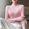 Women's 2024 Fall/Winter Cashmere Knit Base Layer: Long Sleeve, Warm, Slimming, Semi-High Neck, Versatile, Comfortable.