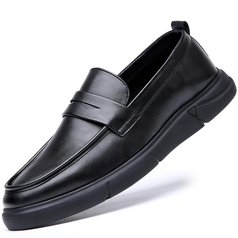 Autumn New Men's Shoes, Leather Versatile Trend Breathable One-pedal Slip Casual Leather Shoes Men's Doudou Shoes