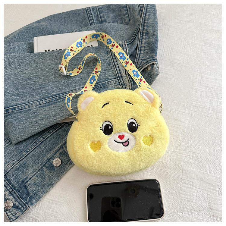 Cartoon Plush Bear Crossbody Travel Casual Shoulder Phone Purse Bag Portable Zipper Pouch