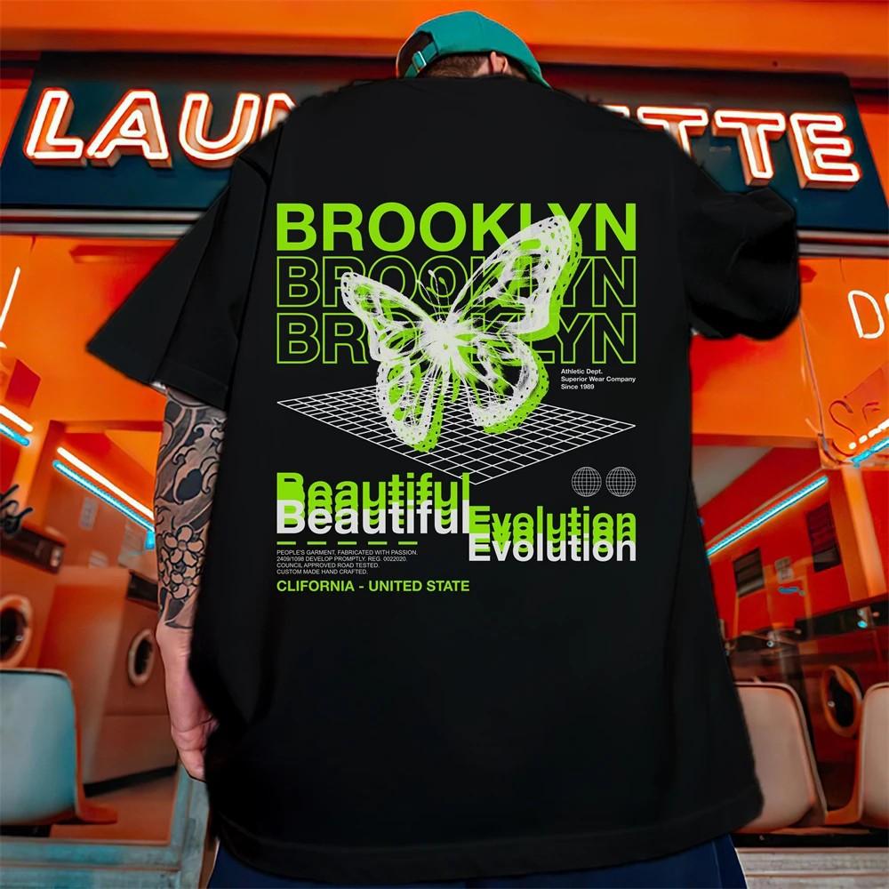 New Trendy Men's Personalized Angel Letter Printed Comfortable and Breathable Round Neck T-shirt Outdoor Street Casual Top