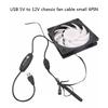 Kabel Adaptera Wentylatora Komputerowego USB 5V na 12V z Regulacją Prędkości do Chłodzenia Obudowy PC i Innych Zastosowań