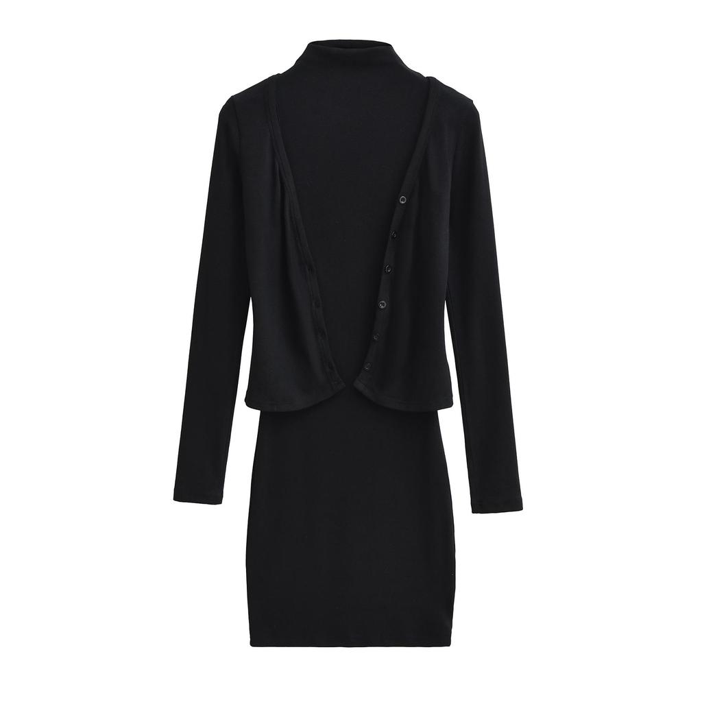 Spring 2026 Women's Spicy High-Waisted Sleeveless Bodycon Dress & V-Neck Cardigan Two-Piece Set