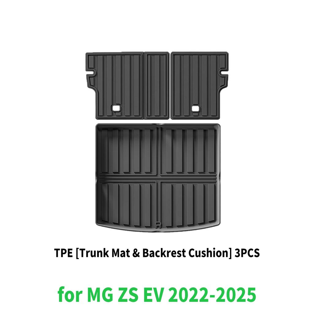 For MG ZS EV Facelift 2022-2025 LHD RHD TPE Car Trunk Mats  & Seat Back Quick Clean Non-Slip Bottom All Season Use Accessories
