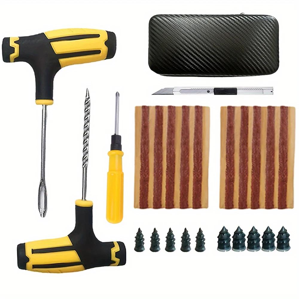 

Car Tire Repair Kit Puncture Plug Tools Tyre Puncture Emergency Screw plunger kit rubber strip Repair Tool Kit Car Accessories