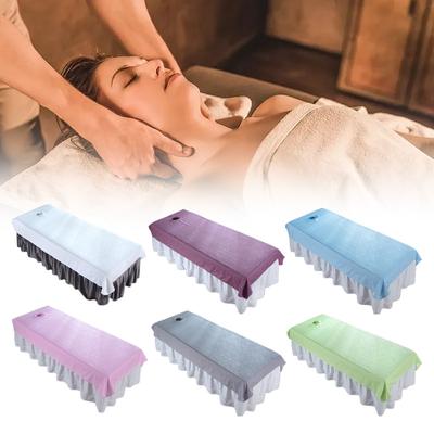 Drap de lit professionnel anti-rides 100 x 200 cm pour table de massage et spa avec trou pour respirer