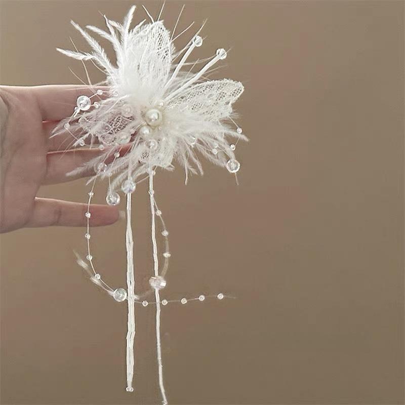 

Butterfly Pearl Tassel Hair Clip Antique Style High End Hair Accessory