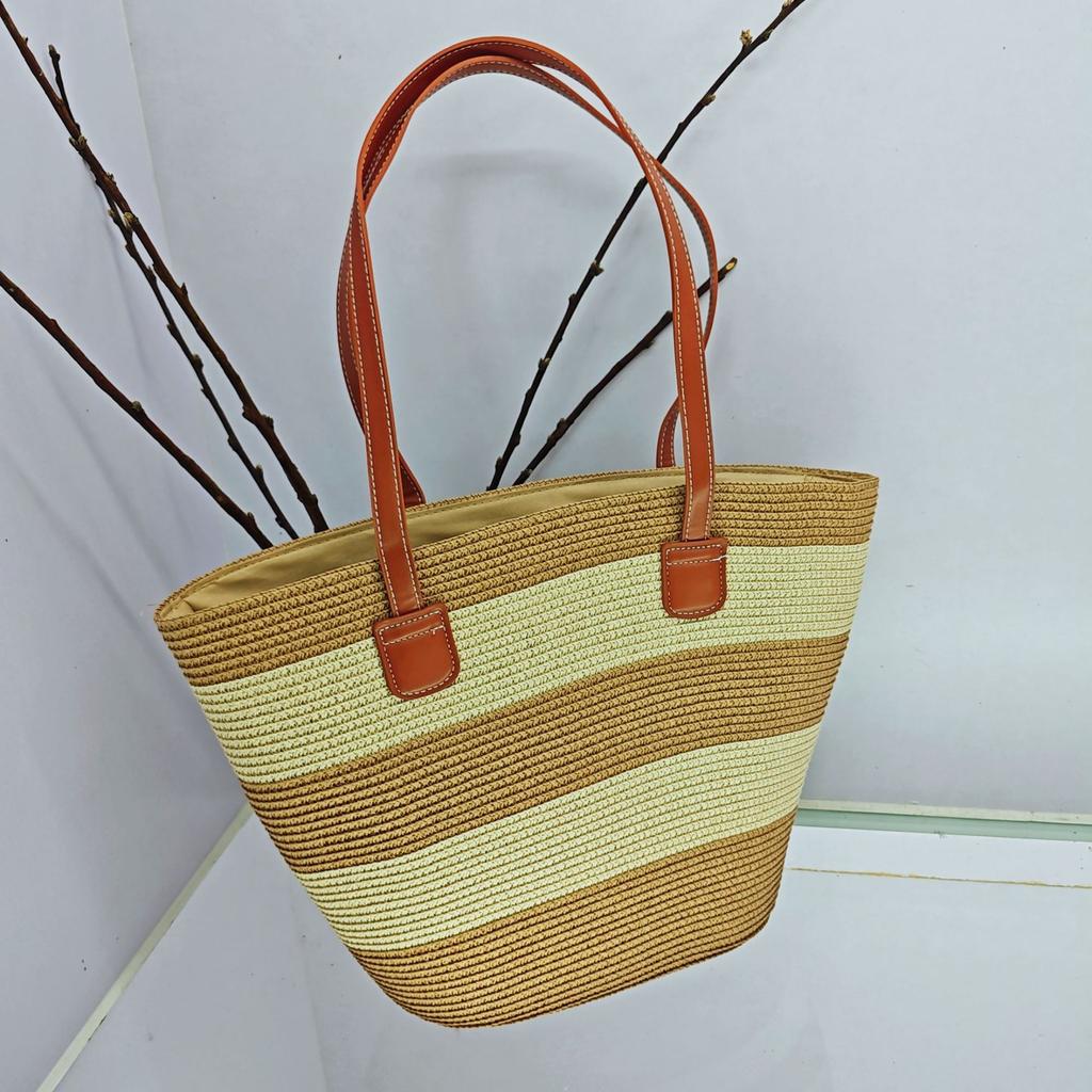Strohtasche Damen Sommer Rattan Tasche Tragetasche Wind Schulter Strandtasche Nische Literarisch Neu