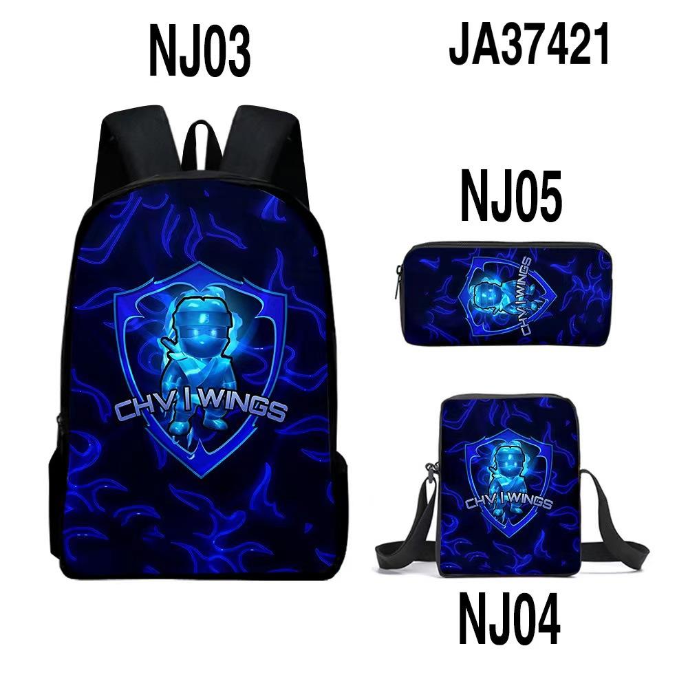 New Roblox Student School Bag Roblox Digital Printing Backpack Three-piece Set Lunch Bag Pencil Case