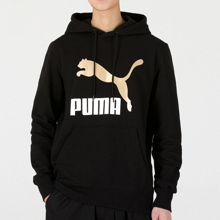 PUMA Classics Metallic Logo TR Logo Printing hooded Sports Black Men's 535341-01