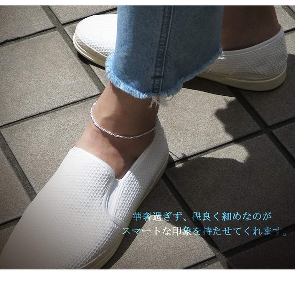 [Shinjuku Gin no Kura] Screw Chain Silver 925 Anklet, 26cm, Simple Silver, Men's