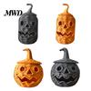 Rustieke Zeegras Opbergmand Handgeweven Halloween Pompoenmand, Spookachtige Snoepmand met Deksel, Vintage Rotan Houder Verlichte Lantaarn LED Kaars voor Tafel