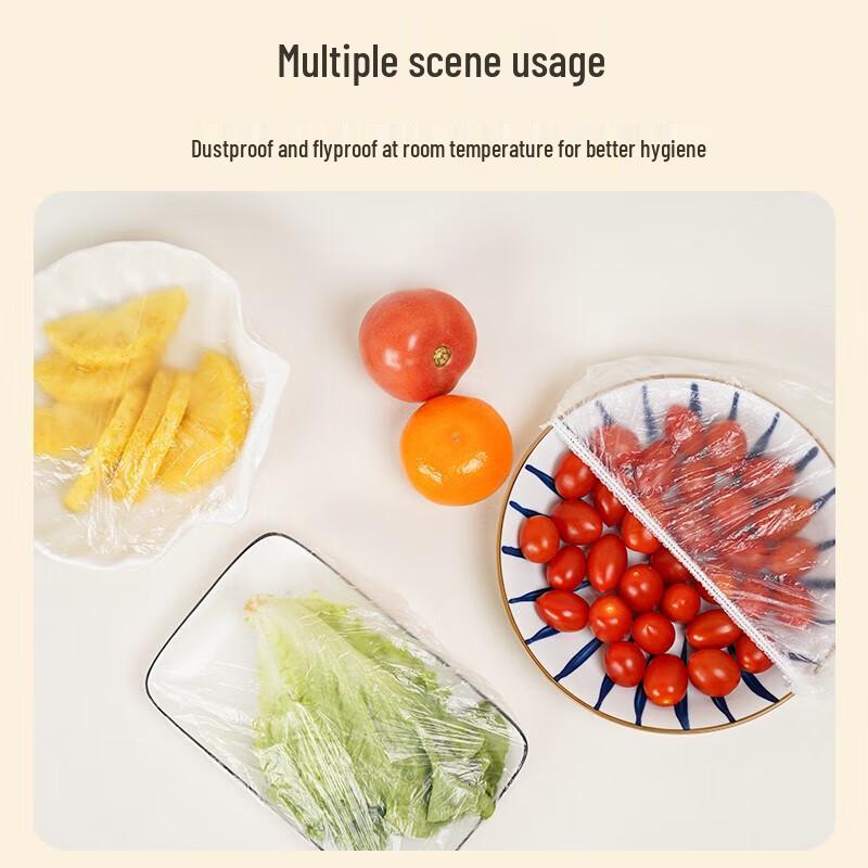 Miaojie Disposable PE Stretch Food Covers, 3 X 100 Count