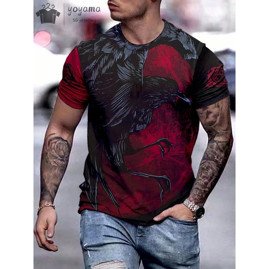 Men's T Shirts Vintage Animal Eagle 3d Printed Casual Short Sleeve Tee Shirt Fashion Outfits Streetwear O Neck Oversized Tops