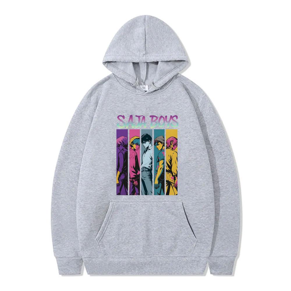 Felpa con cappuccio grafica Kpop Demon Hunters Saja Boys da uomo da donna cartone animato divertente tendenza moda streetwear unisex oversize