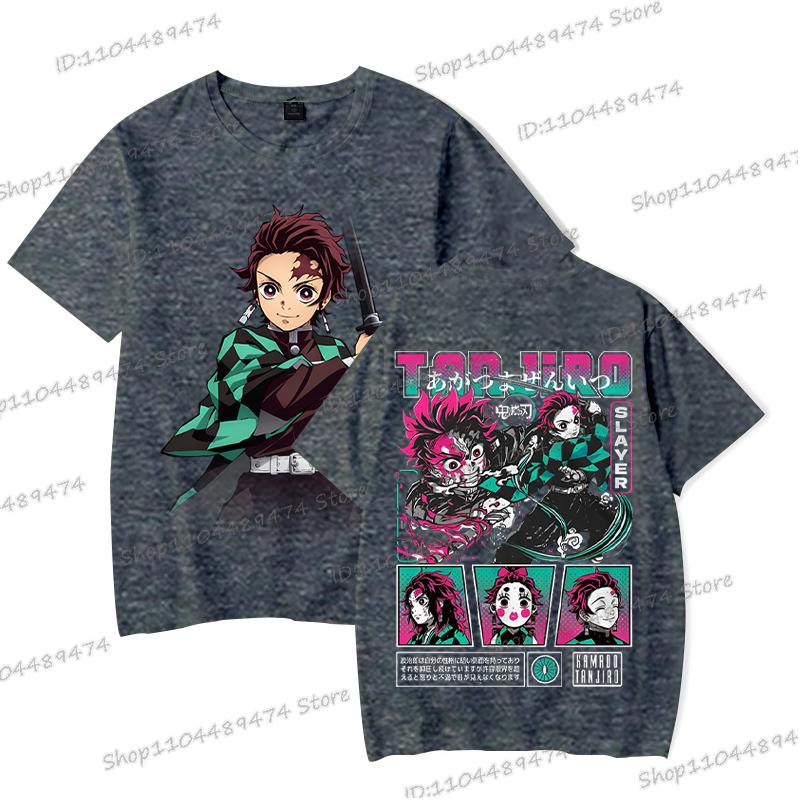 Japanisches Anime Kimetsu No Yaiba T-Shirt Tanjiro Kamado Grafik Herrenbekleidung Vintage Hip Hop Kurzarm Unisex T-Shirts Geschenke