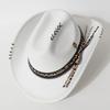 Popular women's flat-top woolen hat, western cowboy hat with hand-embroidered skull and metal decoration, versatile