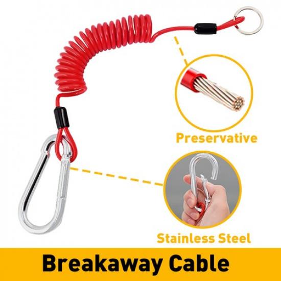 6FT Breakaway Trailer Cable Trailer Safety Spring Rope Coiled Brake Away Cable