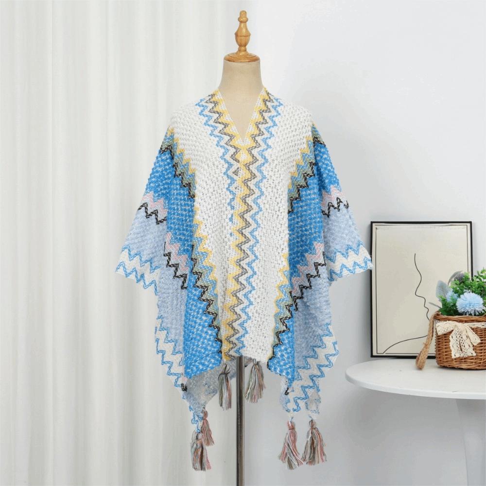 Neck Wrap Tassel Scarves Warm Knitted Cape Simple Imitation Cashmere Scarf Travel Vacation