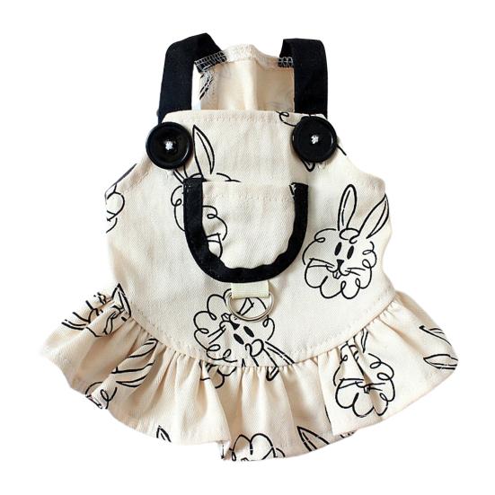 

Платье для домашних животных, мягкие, удобные, дышащие, без рукавов, с тяговым кольцом, хлопковый комбинезон с мультяшным узором для собак, товары для домашних животных M 2