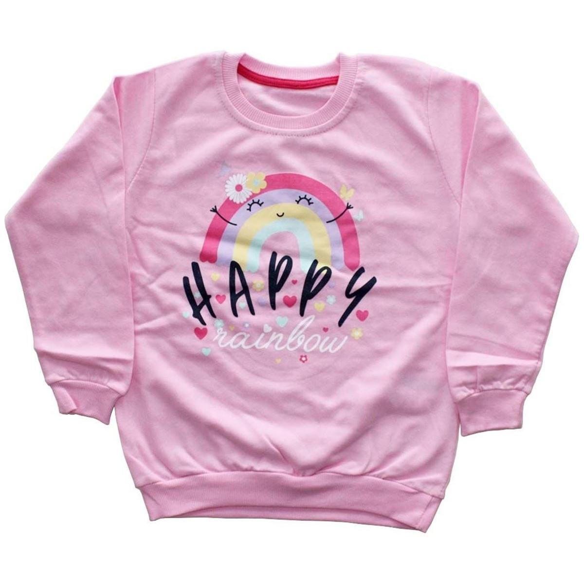 

Свитшот с принтом Girl Pink Happy Rainbow 7-8 Years